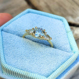 0.5ct Round Cut Moissanite Trilogy Minimalist Women Ring 14k Yellow Gold Plated