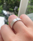 0.1ct Princess Cut Simulated Emerald Three Stone Wed Band 14k White Gold Plated