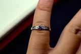 0.3ct Round Cut Blue Tanzanite Diamond Accent Solitaire Ring 14k White Gold Over