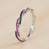1ct Round Cut Sapphire Pink Ruby Engagement Ring Infinity 14k White Gold Finish