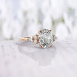 2ct Oval Simulated Diamond Round Petite Engagement Ring 14k Yellow Gold Plated