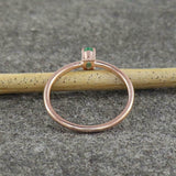 0.5ct Engagement Ring Oval Cut Green Emerald Minimalist 14k Rose Gold Finish