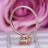 1.8ct Oval Peach Morganite Engagement Ring Dual Hidden Halo 14k Rose Gold Finish