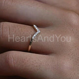 0.3ct Round Cut Moissanite Curved Minimalist Wedding Band 14k Yellow Gold Plated