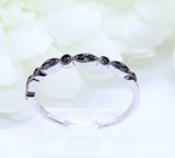 0.7ct Round Cut Black Diamond Wedding Band Half Eternity 14k White Gold Finish