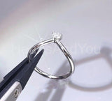 0.1ct Round Cut Moissanite Curved Solitaire Engagement Ring 14k WhiteGold Plated