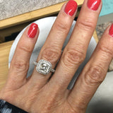 2ct Asscher Diamond Engagement Ring Round Accent Dual Halo 14k White Gold Finish