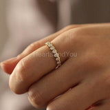 0.3ct Round Cut Moissanite Half Eternity Wedding Band 14k White Gold Plated