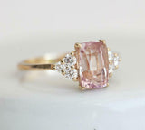 1.5ct Cushion Cut Peach Morganite Petite Round Accents Ring 14k Yellow Gold Over