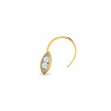 0.3ct Round Cut Diamond Leaf Nose Pin Ring Piercing Women 14k Yellow Gold Finish