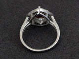 2.3ct Engagement Ring Round Cut Red Garnet Dual Halo 14k White Gold Finish