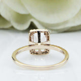 2ct Emerald Cut Morganite Halo Solitaire Round Accent Ring 14k Yellow Gold Over