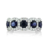 4Ct Round Cut Blue Sapphire Royal Halo Engagement Ring 14K White Gold Finish
