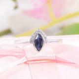 1.5ct Marquise Blue Sapphire Engagement Ring Unique Stylish 14k White Gold Over