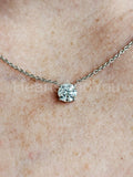 1ct Round Cut Moissanite Solitaire Pendant with Chain 14k White Gold Plated