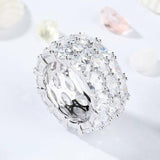 10Ct Oval Cut Diamond East West Cocktail Iced Eternity Band 14K White Gold Over