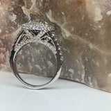 3.24ct Round Diamond Engagement Ring Dual Halo Split Shank 14k White Gold Finish