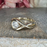 0.5ct Round Cut Moissanite Knot Women Engagement Ring 14k Yellow Gold Plated