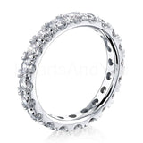 2.1ct Round Cut Moissanite Eternity Stackable Wedding Band 14k White Gold Plated