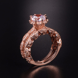3ct Round Cut Diamond Engagement Ring 14k Rose Gold Finish Milgrain Bridal Set