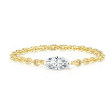 0.4ct Marquise Cut Diamond Chain Engagement Ring 14k Yellow Gold Finish