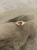 2ct Cushion Cut Yellow Citrine Split Shank Engagement Ring 18k White Gold Finish