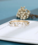 0.5ct Marquise Simulated Diamond Minimalist Wedding Band 14k Yellow Gold Plated