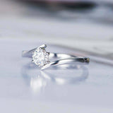 0.4ct Round Cut Diamond Engagement Ring Solitaire Promise 14k White Gold Finish