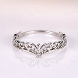 Filigree Women Engagement Ring 0.2ct Round Cut Diamond 14k White Gold Finish