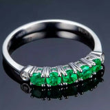2.1ct Wedding Ring Band Round Cut Green Emerald Stackable 14k White Gold Finish