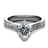 1ct Princess Cut Diamond Accent Channel Set Engagement Ring 14k White Gold Over