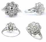 4Ct Round Cut Diamond Milgrain Floral Halo Engagement Ring 14K White Gold Finish