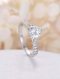 1.65ct Round Diamond Engagement Ring Solitaire with Accent 14k White Gold Finish