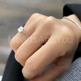 0.5ct Round Cut Moissanite Solitaire Women Engagement Ring 14k White Gold Plated