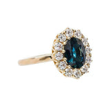 2.7ct Oval Cut Blue Sapphire Engagement Ring Diamond Floral 14k Rose Gold Finish
