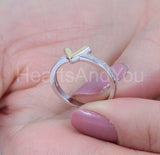 0.3ct Round Cut Moissanite V Sign Women Engagement Ring 14k White Gold Plated