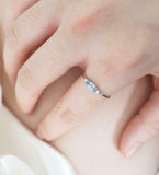 0.2ct Marquise Cut Blue Aquamarine Trilogy Minimalist Ring 14k White Gold Finish