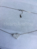 1ct Round Cut Moissanite Cluster Love Pendant Chain 14k White Gold Plated