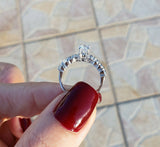 2.75Ct Round Cut Diamond Accent Solitaire Engagement Ring 14K White Gold Finish