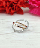 0.3ct Round Cut Moissanite Criss Cross Stackable Wed Band 14k Dual Gold Plated
