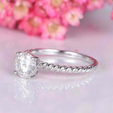 1.3ct Round Cut Diamond Twist Promise Band Engagement Ring 14k White Gold Finish