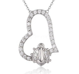 1.2ct Round Cut Moissanite Ladybug Pendant with Chain 14k White Gold Plated