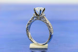 2.1ct Round Cut Diamond Engagement Ring Milgrain Bridal Set 18k White Gold Over