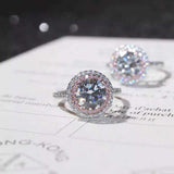 2.5ct Round Cut VVS1D Diamond Engagement Ring 14k White Gold Finish Double Halo