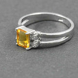 1.5ct Engagement Ring Emerald Cut Yellow Citrine Split Shank 14k White Gold Over
