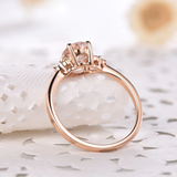 2ct Oval Peach Morganite Engagement Ring Petite Round Accent 14k Rose Gold Over