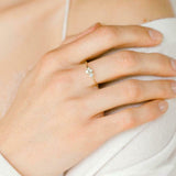 0.6ct Oval Cut Diamond Engagement Ring 14k Yellow Gold Finish Petite Minimalist