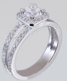 Halo Split Shank Engagement Ring 2ct Asscher Cut Diamond 14k White Gold Finish