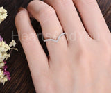 0.5ct Round Cut Moissanite V Shaped Half Eternity Wed Band 14k White Gold Plated