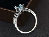 2.3ct Engagement Ring Oval Cut Aquamarine Diamond Accent 14k White Gold Finish
